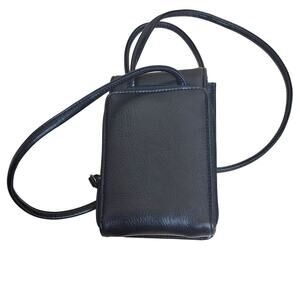 Crazy Horse By Liz Claiborne Black Leather Crossbody Wallet Purse With Card Slot